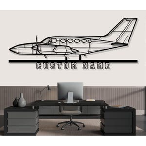 Cessna 421C Airplane Silhouette Metal Wall Art, Custom Metal Wall Decor,Custom Plane Silhouette Wall Art, Pilot Gifts