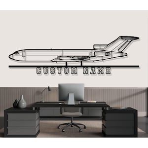 Boeing 727 200F Airplane Silhouette Metal Wall Art, Custom Metal Wall Decor,Custom Plane Silhouette Wall Art, Custom Name Sign, Pilot Gifts