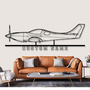 Lancair Legancy Airplane Silhouette Metal Wall Art, Custom Metal Wall Decor,Custom Plane Silhouette Wall Art, Custom Name Sign, Pilot Gifts