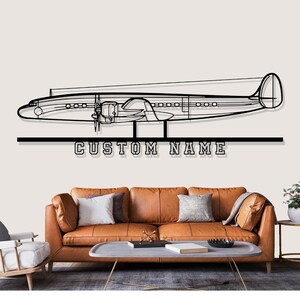 Lockheed Constellation Airplane Silhouette Metal Wall Art, Custom Metal Wall Decor,Custom Plane Silhouette Wall Art, Custom Name Sign, Pilot