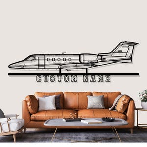 Learjet 35 Airplane Silhouette Metal Wall Art, Custom Metal Wall Decor,Custom Plane Silhouette Wall Art, Custom Name Sign, Pilot Gifts