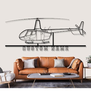 Robinson R66 Helicopter Silhouette Metal Wall Art, Custom Metal Wall Decor, Custom Helicopter Silhouette Wall Art, Custom Name Sign, Pilot