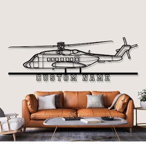 Sikorsky S 92A Helicopter Silhouette Metal Wall Art, Custom Metal Wall Decor, Custom Helicopter Silhouette Wall Art, Custom Name Sign, Pilot