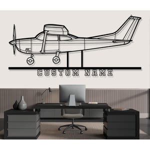 Cessna 182H Skylane Airplane Silhouette Metal Wall Art, Custom Metal Wall Decor,Custom Plane Silhouette Wall Art, Pilot Gifts