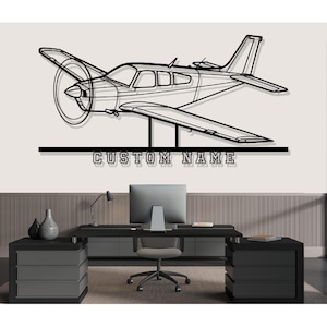 Beechcraft Bonanza F33C Angle Airplane Silhouette Metal Wall Art, Custom Metal Wall Decor,Custom Plane Silhouette Wall Art, Custom Name Sign