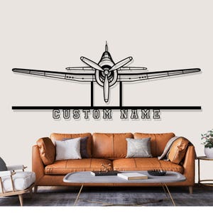 Grumman F6F Hellcat  Airplane Silhouette Metal Wall Art, Custom Metal Wall Decor,Custom Plane Silhouette Wall Art, Custom Name Sign, Pilot