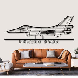 Lockheed F 16A MLU Airplane Silhouette Metal Wall Art, Custom Metal Wall Decor,Custom Plane Silhouette Wall Art, Custom Name Sign,Pilot Gift