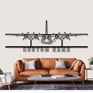 Art mural en métal silhouette avion Lockheed AC 130U, décoration murale en métal personnalisée, art mural silhouette avion personnalisé, nom personnalisé, cadeaux de pilote