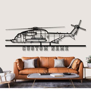 Sikorsky MH 53M Helicopter Silhouette Metal Wall Art, Custom Metal Wall Decor, Custom Helicopter Silhouette Wall Art, Custom Name Sign,Pilot