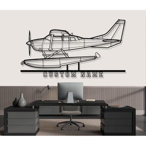 Cessna 206 Turbo Airplane Silhouette Metal Wall Art, Custom Metal Wall Decor,Custom Plane Silhouette Wall Art, Pilot Gifts