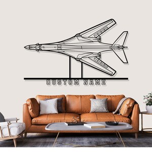 Rockwell B 1 Lancer vliegtuig silhouet metalen muurkunst, aangepaste metalen wanddecoratie, aangepaste vliegtuig silhouet kunst aan de muur, aangepast naambord, piloot