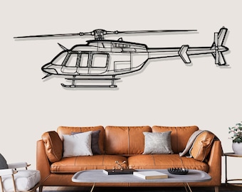 Metalowa dekoracja ścienna z sylwetką śmigłowca Bell 407GX, prezent dla pilota