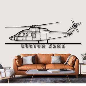 Sikorsky S 76C Helicopter Silhouette Metal Wall Art, Custom Metal Wall Decor, Custom Helicopter Silhouette Wall Art, Custom Name Sign, Pilot