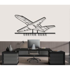 Cessna CJ3 Angle Airplane Silhouette Metal Wall Art, Custom Metal Wall Decor,Custom Plane Silhouette Wall Art, Custom Name Sign, Pilot Gifts