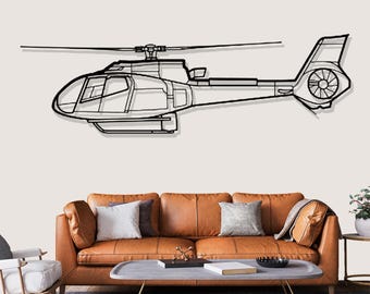 Airbus H130 Helicopter Silhouette Metal Wall Art, Pilot Gifts Decor