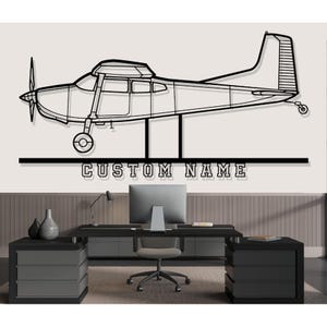 Cessna A185F Skywagon Airplane Silhouette Metal Wall Art, Custom Metal Wall Decor,Custom Plane Silhouette Wall Art, Custom Name Sign, Pilot