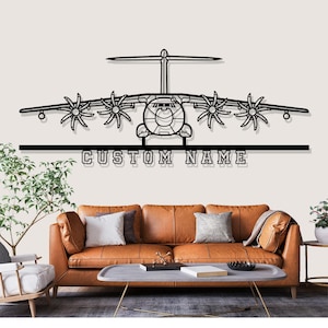 Airbus A400M Atlas Airplane Silhouette Metal Wall Art, Custom Metal Wall Decor,Custom Plane Silhouette Wall Art, Custom Name Sign,Pilot Gift