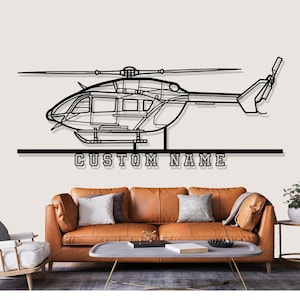 Eurocopter EC145 Helicopter Silhouette Metal Wall Art, Custom Metal Wall Decor, Custom Helicopter Silhouette Wall Art, Custom Name Sign