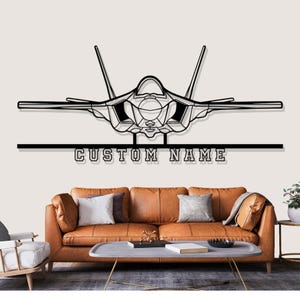 Lockheed F 35A Lightning 2 Airplane Silhouette Metal Wall Art, Custom Metal Wall Decor,Custom Plane Silhouette Wall Art, Custom Name Sign