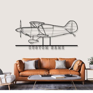 Pitts S 2B Airplane Silhouette Metal Wall Art, Custom Metal Wall Decor,Custom Plane Silhouette Wall Art, Custom Name Sign, Pilot Gifts