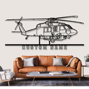 Sikorsky S70i Helicopter Silhouette Metal Wall Art, Custom Metal Wall Decor, Custom Helicopter Silhouette Wall Art, Custom Name Sign, Pilot