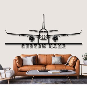 Embraer E190 Airplane Silhouette Metal Wall Art, Custom Metal Wall Decor,Custom Plane Silhouette Wall Art, Custom Name Sign, Pilot Gifts
