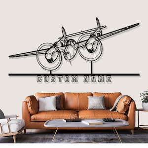 Lockheed P 38J Lightning Airplane Silhouette Metal Wall Art, Custom Metal Wall Decor,Custom Plane Silhouette Wall Art, Custom Name Sign