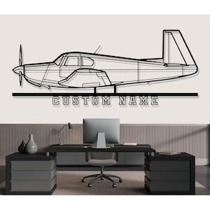 Mooney M20E Airplane Silhouette Metal Wall Art, Custom Metal Wall Decor,Custom Plane Silhouette Wall Art, Custom Name Sign, Pilot Gifts