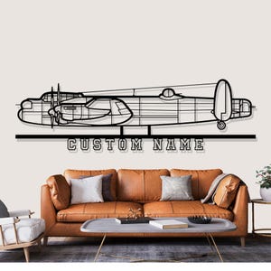 Avro Lancaster Airplane Silhouette Metal Wall Art, Custom Metal Wall Decor,Custom Plane Silhouette Wall Art, Custom Name Sign, Pilot Gifts