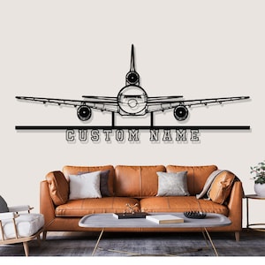Lockheed 1011 TriStar Airplane Silhouette Metal Wall Art, Custom Metal Wall Decor,Custom Plane Silhouette Wall Art, Custom Name Sign, Pilot