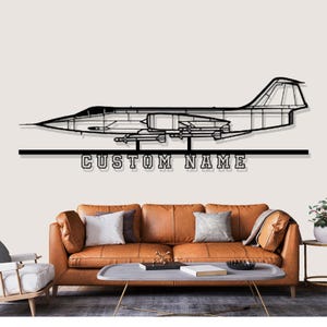 Lockheed F 104S Starfighter Airplane Silhouette Metal Wall Art, Custom Metal Wall Decor,Custom Plane Silhouette Wall Art, Custom Name Sign