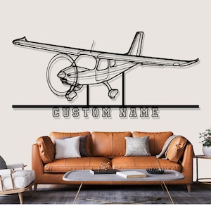 High Wing Airplane Silhouette Metal Wall Art, Custom Metal Wall Decor,Custom Plane Silhouette Wall Art, Custom Name Sign, Pilot Gifts