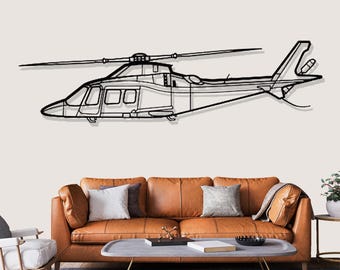 Silhouette d'hélicoptère A109S - Décoration murale en métal, cadeau idéal pour les pilotes