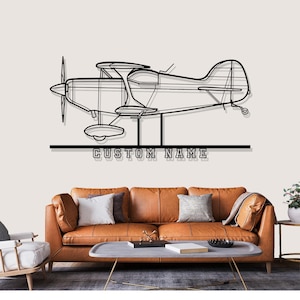 Pitts S 1T Airplane Silhouette Metal Wall Art, Custom Metal Wall Decor,Custom Plane Silhouette Wall Art, Custom Name Sign, Pilot Gifts