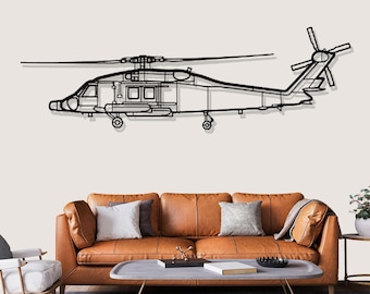 Sikorsky MH 60 Jayhawk Hubschrauber Silhouette Metall Wandkunst, Pilot Geschenke Dekor