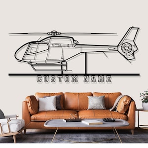 Eurocopter EC120 Helicopter Silhouette Metal Wall Art, Custom Metal Wall Decor, Custom Helicopter Silhouette Wall Art, Custom Name Sign