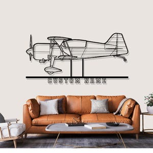 Pitts M12 Airplane Silhouette Metal Wall Art, Custom Metal Wall Decor,Custom Plane Silhouette Wall Art, Custom Name Sign, Pilot Gifts