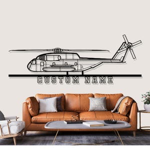Sikorsky CH 53GS Helicopter Silhouette Metal Wall Art, Custom Metal Wall Decor, Custom Helicopter Silhouette Wall Art, Custom Name Sign