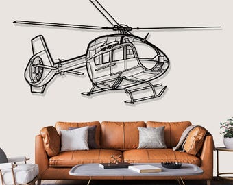 Airbus H145M Helicopter Silhouette Metal Wall Art, Pilot Gifts Decor