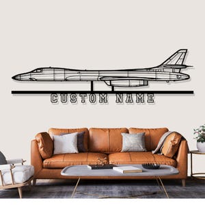 Rockwell B 1 Lancer vliegtuig silhouet metalen muurkunst, aangepaste metalen wanddecoratie, aangepaste vliegtuig silhouet kunst aan de muur, aangepast naambord, piloot