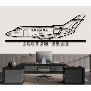 Beechcraft Hawker 800XP Airplane Silhouette Metal Wall Art, Custom Metal Wall Decor,Custom Plane Silhouette Wall Art, Custom Name Sign,Pilot