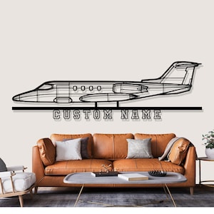 Learjet 25D Airplane Silhouette Metal Wall Art, Custom Metal Wall Decor,Custom Plane Silhouette Wall Art, Custom Name Sign, Pilot Gifts