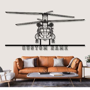 Boeing CH47D F Chinook Helicopter Silhouette Metal Wall Art, Custom Metal Wall Decor, Custom Helicopter Silhouette Wall Art,Custom Name Sign