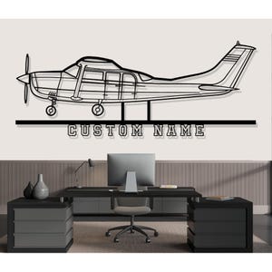 Cessna 206 Airplane Silhouette Metal Wall Art, Custom Metal Wall Decor,Custom Plane Silhouette Wall Art, Pilot Gifts
