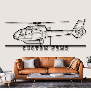Airbus H130 Helicopter Silhouette Metal Wall Art, Custom Metal Wall Decor, Custom Helicopter Silhouette Wall Art, Custom Name Sign, Pilot