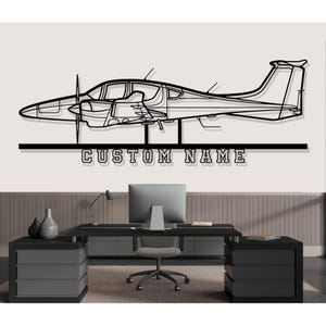 Diamond DA 62 Airplane Silhouette Metal Wall Art, Custom Metal Wall Decor,Custom Plane Silhouette Wall Art, Custom Name Sign, Pilot Gifts