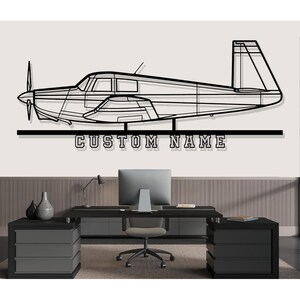 Mooney M20C Airplane Silhouette Metal Wall Art, Custom Metal Wall Decor,Custom Plane Silhouette Wall Art, Custom Name Sign, Pilot Gifts