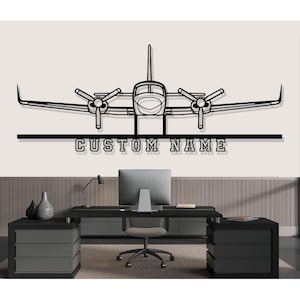 Cessna 421C Front Airplane Silhouette Metal Wall Art, Custom Metal Wall Decor,Custom Plane Silhouette Wall Art, Custom Name Sign, Pilot Gift