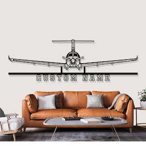 Pilatus PC 12 NGX Airplane Silhouette Metal Wall Art, Custom Metal Wall Decor,Custom Plane Silhouette Wall Art, Custom Name Sign,Pilot Gifts
