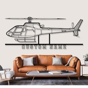 Eurocopter Astar BA Helicopter Silhouette Metal Wall Art, Custom Metal Wall Decor, Custom Helicopter Silhouette Wall Art, Custom Name Sign